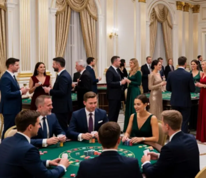Elegáns kaszinó tematikájú céges rendezvény játékasztalokkal